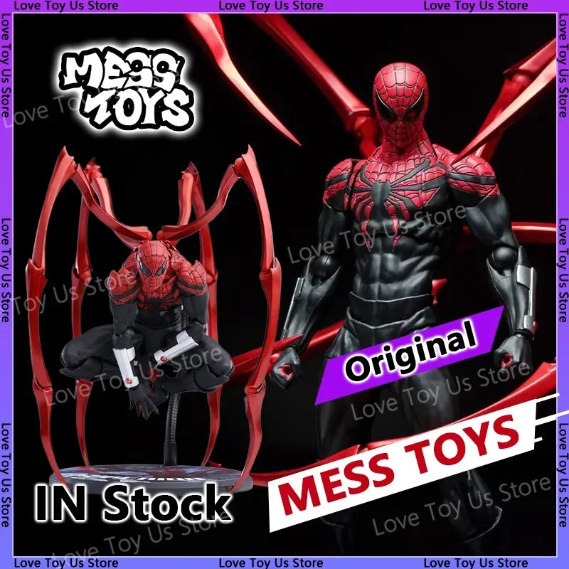 Red Symbiote Spider Hero Action Figure – 4 Mechanical Spider Arms PVC Collectible Model for Display & Gifts