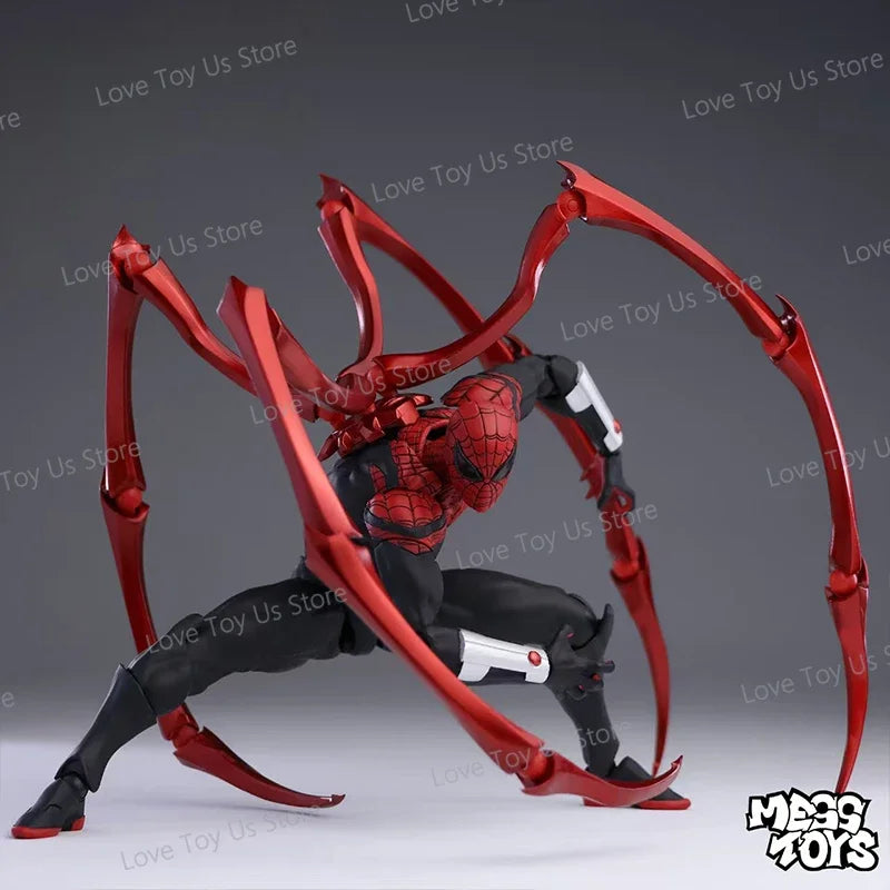 Red Symbiote Spider Hero Action Figure – 4 Mechanical Spider Arms PVC Collectible Model for Display & Gifts