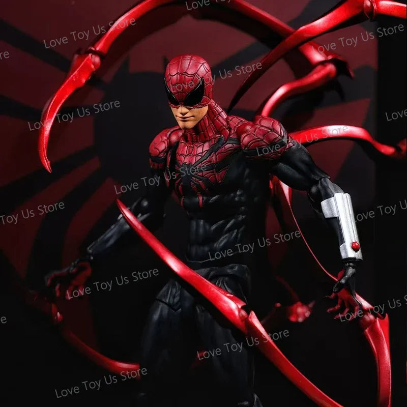 Red Symbiote Spider Hero Action Figure – 4 Mechanical Spider Arms PVC Collectible Model for Display & Gifts