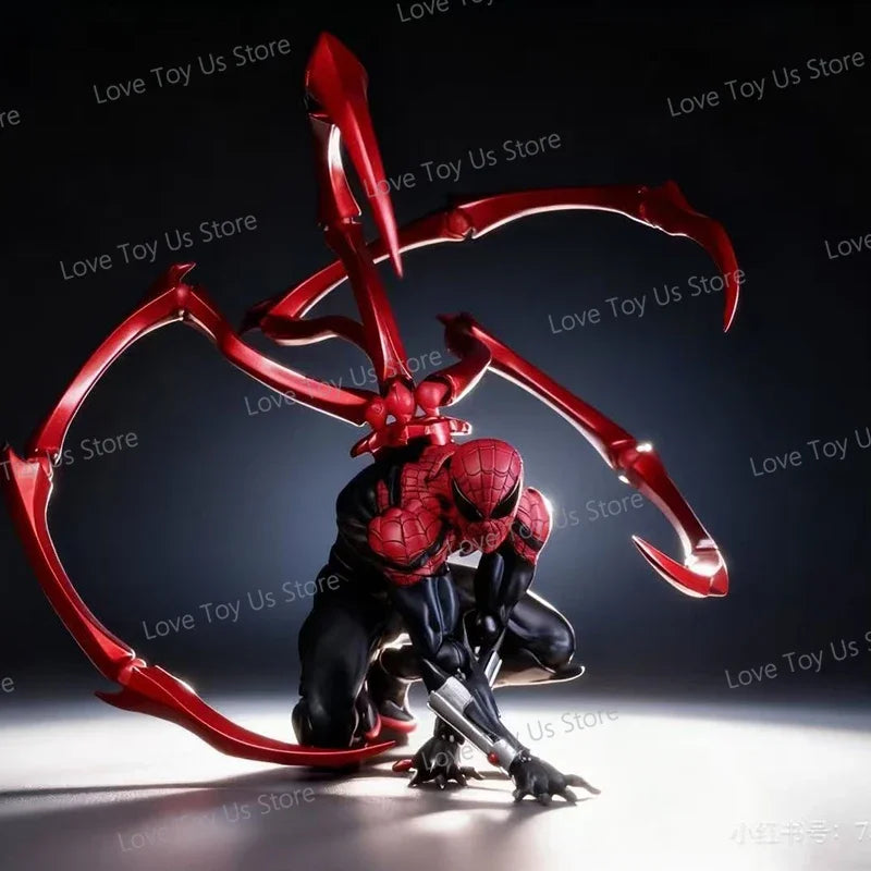 Red Symbiote Spider Hero Action Figure – 4 Mechanical Spider Arms PVC Collectible Model for Display & Gifts